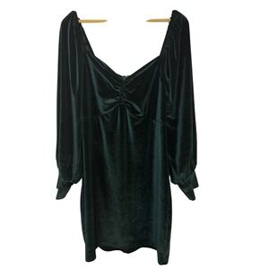 Vintage  Womens  Dress XXL Velvet Babydoll Fairycore Green Whimsygoth Witchy‎